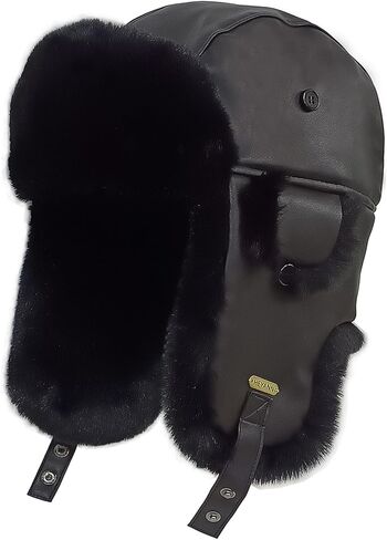 قبعة الصياد الجلدية الشتوية مع اللوحات الأذن فو الفراء الروسية Ushanka الطيار قبعة دافئة الصيد قبعات التزلج للرجال والنساء in Kuwait
