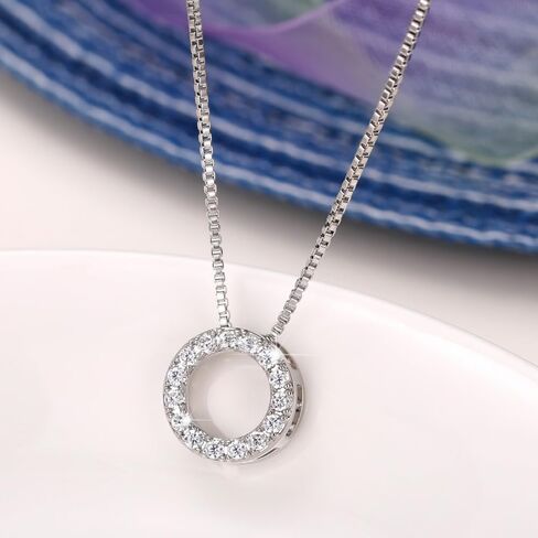 Trendy Circle Necklace with Shiny CZ Simple Stylish Wedding Party Jewelry in Saudi Arabia
