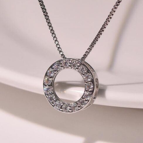 Trendy Circle Necklace with Shiny CZ Simple Stylish Wedding Party Jewelry in Saudi Arabia