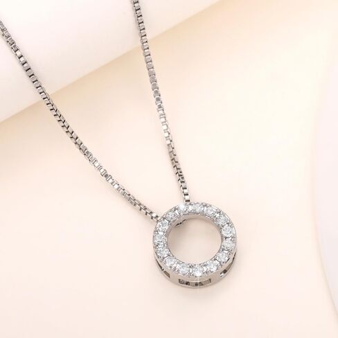 Trendy Circle Necklace with Shiny CZ Simple Stylish Wedding Party Jewelry in Saudi Arabia