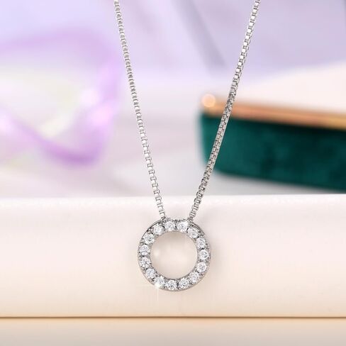 Trendy Circle Necklace with Shiny CZ Simple Stylish Wedding Party Jewelry in Saudi Arabia