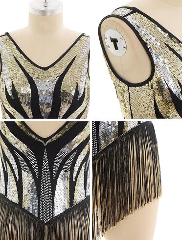 IBAKOM Women Sexy Fringe Bodysuit Open Back Sparkly Sequins Tassel Latin Jazz Dance Outfits Trapeze Acrobat Circus Costume in Saudi Arabia