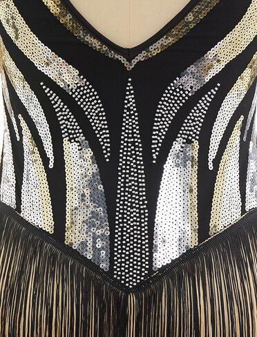 IBAKOM Women Sexy Fringe Bodysuit Open Back Sparkly Sequins Tassel Latin Jazz Dance Outfits Trapeze Acrobat Circus Costume in Saudi Arabia