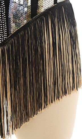 IBAKOM Women Sexy Fringe Bodysuit Open Back Sparkly Sequins Tassel Latin Jazz Dance Outfits Trapeze Acrobat Circus Costume in Saudi Arabia