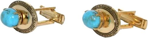 Vintage Baby Blue Turquoise Cabochon Gold Color Cufflinks EBS7579/91925 in Saudi Arabia