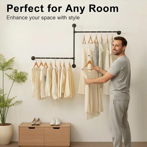 Kids Clothing Rack Dress up Storage Closet for Little Girls, Toddler Clothes Rack with Wood Shelf, Rolling Pipe Child Costume Rack with Hook and Hanging Rod, Industrial Baby Garment Rack Wardrobe in Saudi Arabia