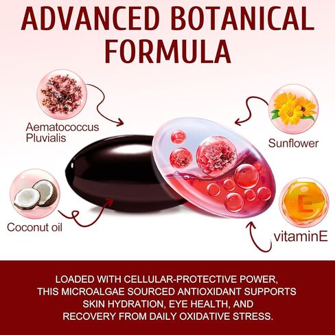 Astaxanthin 12mg,Premium Astaxanthin Antioxidant Supplements,Fresh Microalgae Source,Antioxidant Supplements for Skin, Eyes,Immune Support,Non-GMO Verified & Gluten Free - 120 Softgels in Saudi Arabia