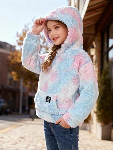 Girls Fleece Jacket 2 Pack Sherpa Pullover Hoodie Little Kids Tie-dyed Sweashirt Cozy Warm Winter Clothes Size 3-12Y in Saudi Arabia