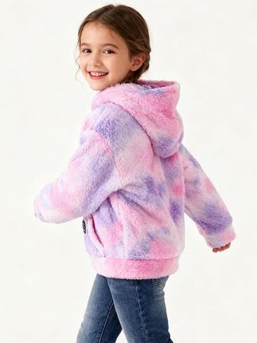 Girls Fleece Jacket 2 Pack Sherpa Pullover Hoodie Little Kids Tie-dyed Sweashirt Cozy Warm Winter Clothes Size 3-12Y in Saudi Arabia