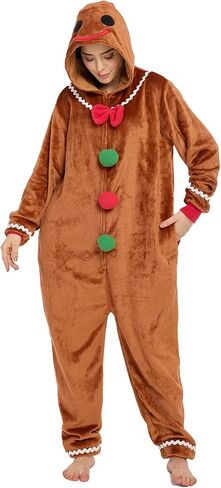 Laahoem Christmas Pajamas Unisex Adult Cookie Man Hooded Jumpsuit Men Women Halloween Costume Cosplay Sleepwear in Saudi Arabia