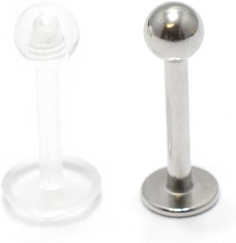BodyJewelryOnline Labret Monroe 2pcs 16G 6mm الفولاذ الجراحي المؤكسد + مثبت الشفاه الشفاف in Kuwait