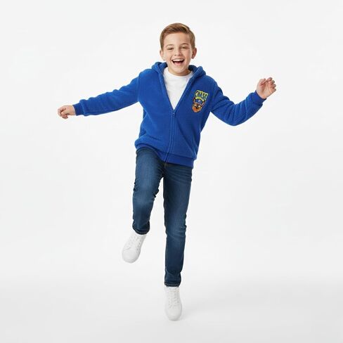 سترة بغطاء للرأس من Paw Patrol Nickelodeon Chase Boys بسحاب من الشيربا مع أذنين للأطفال الصغار والكبار in Kuwait