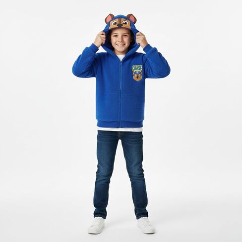 سترة بغطاء للرأس من Paw Patrol Nickelodeon Chase Boys بسحاب من الشيربا مع أذنين للأطفال الصغار والكبار in Kuwait