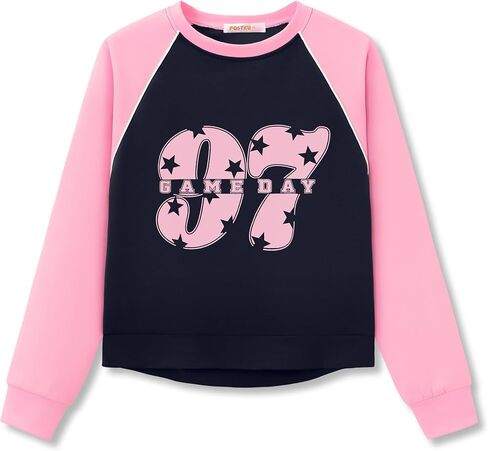 Girls Sweatshirt - Soft Scuba Knit Long Sleeve Lightweight Sporty Top Size 6-18 in Saudi Arabia