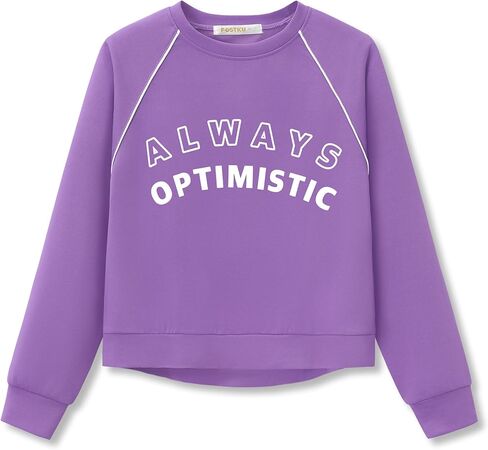 Girls Sweatshirt - Soft Scuba Knit Long Sleeve Lightweight Sporty Top Size 6-18 in Saudi Arabia