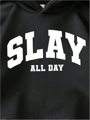 Girl's Letter Graphic Hoodies Long Sleeve Pullover Sweatshirts Streetwear in Saudi Arabia