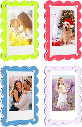 10 Pack Acrylic Fridge Magnetic Frame for Polaroid, 2.36x3.54 In Mini Picture Frames Colorful for Fujifilm Instax Mini, 2 Sided Photo Refrigerator Magnet Picture Display Clear Frame Petal in Saudi Arabia