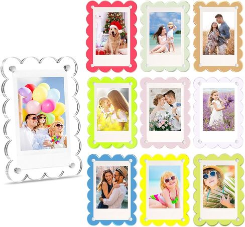10 Pack Acrylic Fridge Magnetic Frame for Polaroid, 2.36x3.54 In Mini Picture Frames Colorful for Fujifilm Instax Mini, 2 Sided Photo Refrigerator Magnet Picture Display Clear Frame Petal in Saudi Arabia