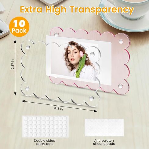 10 Pack Acrylic Fridge Magnetic Frame for Polaroid, 2.36x3.54 In Mini Picture Frames Colorful for Fujifilm Instax Mini, 2 Sided Photo Refrigerator Magnet Picture Display Clear Frame Petal in Saudi Arabia