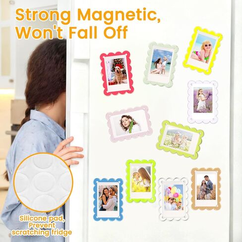 10 Pack Acrylic Fridge Magnetic Frame for Polaroid, 2.36x3.54 In Mini Picture Frames Colorful for Fujifilm Instax Mini, 2 Sided Photo Refrigerator Magnet Picture Display Clear Frame Petal in Saudi Arabia