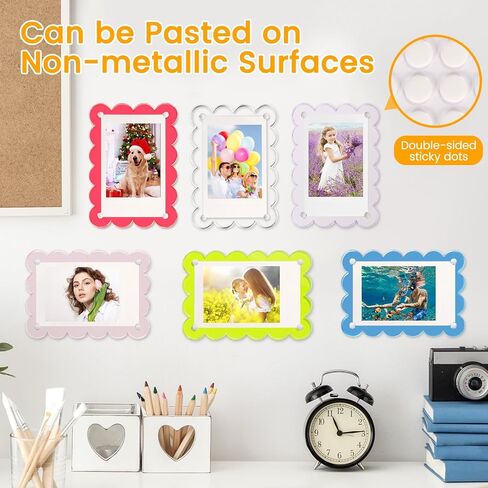 10 Pack Acrylic Fridge Magnetic Frame for Polaroid, 2.36x3.54 In Mini Picture Frames Colorful for Fujifilm Instax Mini, 2 Sided Photo Refrigerator Magnet Picture Display Clear Frame Petal in Saudi Arabia