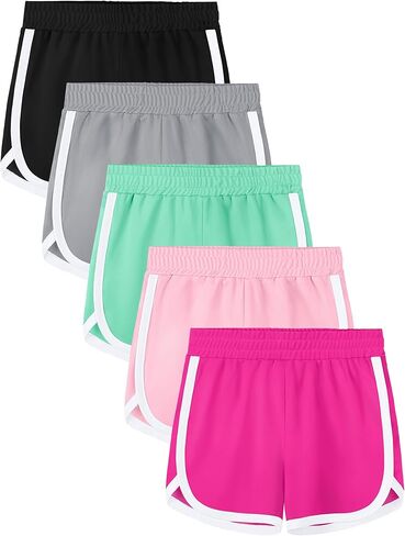 5 Packs Girls Soccer Shorts Toddler Athletic Running Dolphin Active Gym Workout Kids Quick Dry Shorts for Girls in Saudi Arabia