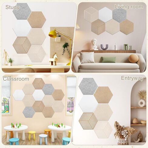 Hexagon Cork Board 12pcs with 110 Push Pins,Bulletin Board Decorative for Tiles Walls Office Room Decor Felt Vision CorkBoards for Home Pictures Photos Notes 12'' Hex in Saudi Arabia