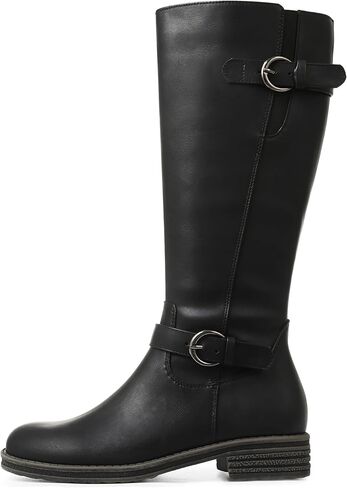 Eteridrey Knee High Boots Low Heel Faux Leather Boots for Women Round Toe Side Zipper Elastic Fall Boots Long Boots Comfy Walking Office Shoes in Kuwait