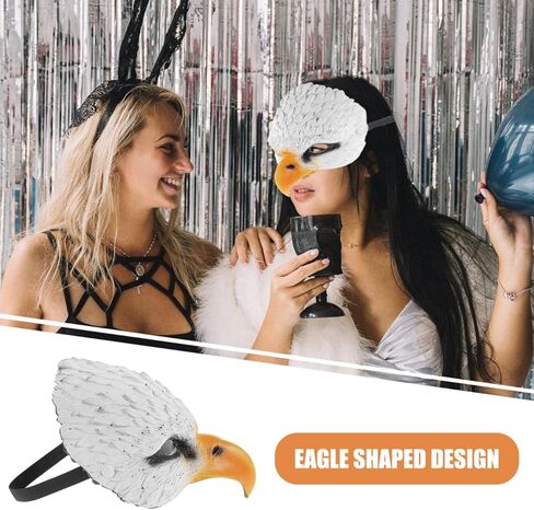 VICASKY قناع النسر زي ماردي غرا الطيور الكبار رئيس النسور أجنحة حفلة تنكرية جريئة الهالوين واقعية الغراب تأثيري الطرف الأبيض أقنعة بولي PU الكبار الببغاء روبن أصلع متعة للجنسين الحيوان نصف الوجه in Kuwait