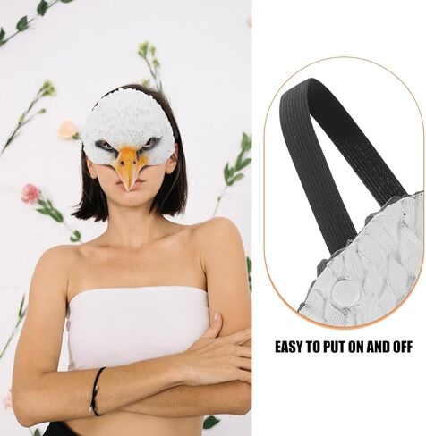 VICASKY قناع النسر زي ماردي غرا الطيور الكبار رئيس النسور أجنحة حفلة تنكرية جريئة الهالوين واقعية الغراب تأثيري الطرف الأبيض أقنعة بولي PU الكبار الببغاء روبن أصلع متعة للجنسين الحيوان نصف الوجه in Kuwait