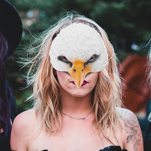 VICASKY قناع النسر زي ماردي غرا الطيور الكبار رئيس النسور أجنحة حفلة تنكرية جريئة الهالوين واقعية الغراب تأثيري الطرف الأبيض أقنعة بولي PU الكبار الببغاء روبن أصلع متعة للجنسين الحيوان نصف الوجه in Kuwait