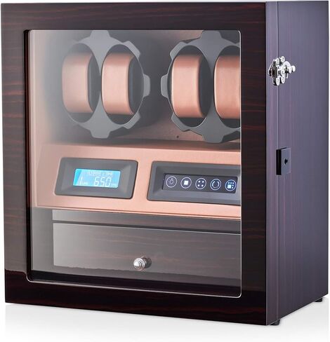 4 Watch Winder with 5 Watch Storage Space, LCD Display, Touch Control and Interior Light in Saudi Arabia