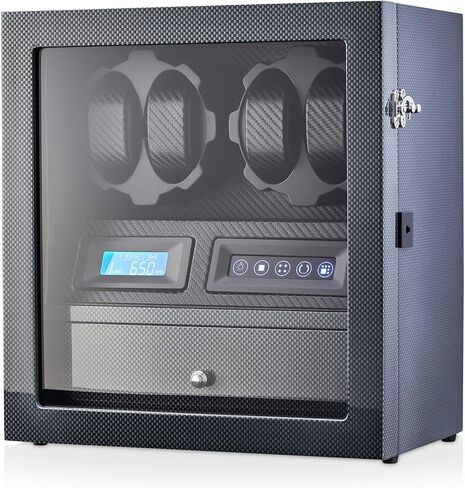 4 Watch Winder with 5 Watch Storage Space, LCD Display, Touch Control and Interior Light in Saudi Arabia