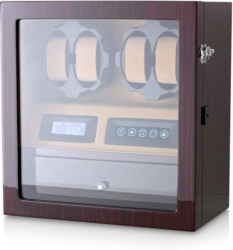 4 Watch Winder with 5 Watch Storage Space, LCD Display, Touch Control and Interior Light in Saudi Arabia
