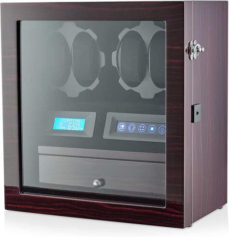 4 Watch Winder with 5 Watch Storage Space, LCD Display, Touch Control and Interior Light in Saudi Arabia