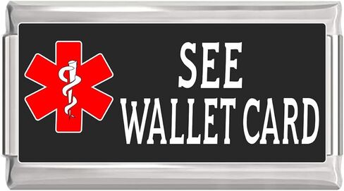 See Wallet Card Medical Alert Italian Charm on Black Superlink Bracelet Jewelry Link in Saudi Arabia