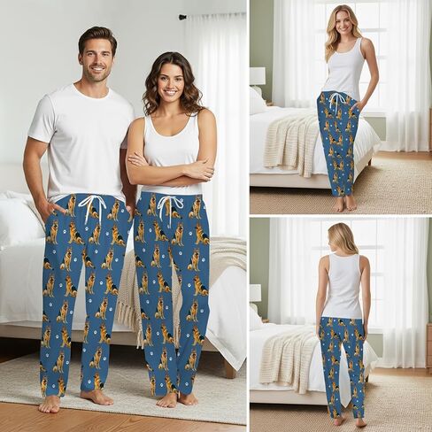 GNEW Dog Print Pajama Pants – Cozy Lounge Pants for Men Women, Funny Unisex Sleepwear Gift Idea in Saudi Arabia