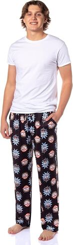Rick and Morty Pajamas Men's Pixel Face Print Sleep Pajama Pants For Adults Lounge Bottoms in Saudi Arabia