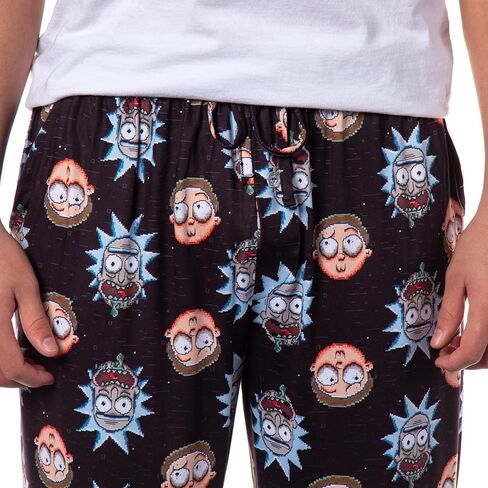 Rick and Morty Pajamas Men's Pixel Face Print Sleep Pajama Pants For Adults Lounge Bottoms in Saudi Arabia
