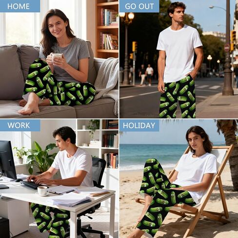 Mens Pickle Pajama Pants, Soft Comfy Pjs Sleep Pants for Women Men, Lounge Bottoms Novelty Sleepwear with Pockets in Saudi Arabia