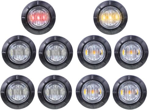 6.5 Inch Oval Cab Panel Fender Led Side Marker Clear Lens Amber 16 LED Lights Turn Signal, Clearance Lights for Peterbilt Kenworth/Freightliner 12V DC (23 PCS) in Saudi Arabia