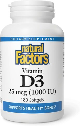 Natural Factors - Vitamin D3 1000 IU, Supports Healthy Bones, 180 Soft Gels in Saudi Arabia