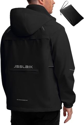 Men's Rain Jacket Waterproof Windproof Breathable for Hiking Cycling Commuting with Hood & Pockets in Kuwait