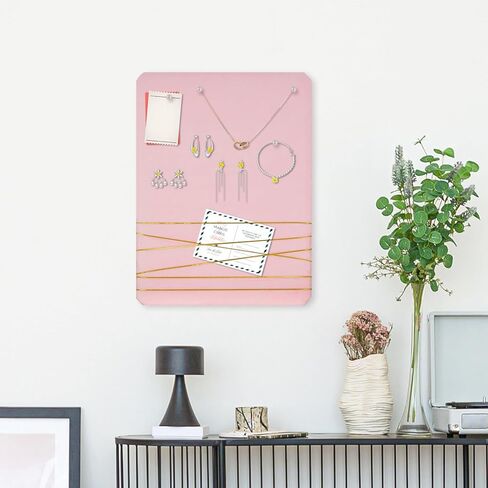 DOLLAR BOSS Bulletin Board with Velvet 16'' x 12'' Pink Cork Boards for Walls Small Pin Board Photo Display Office Wall Organizer, Jewelry Storage, Home Girls Dorm Decor with 10 Pushpins, Pink in Saudi Arabia