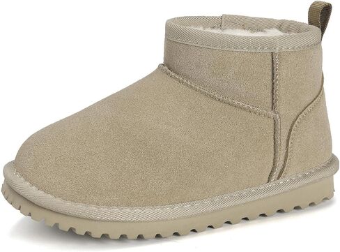 Mishansha Kids Winter Snow Boots Boys Girls Warm Faux Fur Lined Suede Ankle Booties Water-Resistant Anti-Slip for Toddler Little Kid Big Kid in Saudi Arabia