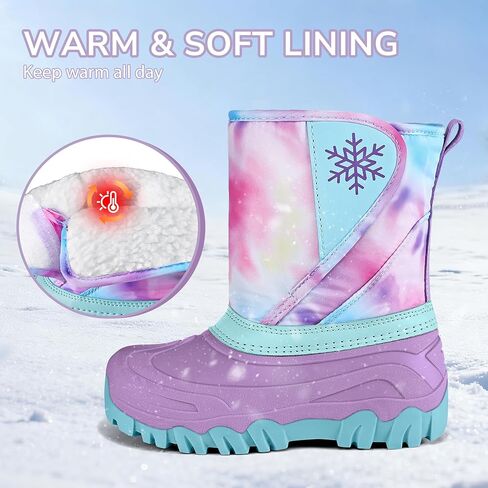 K KomForme Kids Snow Boots Fur Lined Warm Water-resistant Anti-Slip Winter Boots for Toddler/Little Kid/Big Kid in Saudi Arabia