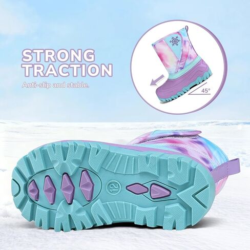 K KomForme Kids Snow Boots Fur Lined Warm Water-resistant Anti-Slip Winter Boots for Toddler/Little Kid/Big Kid in Saudi Arabia