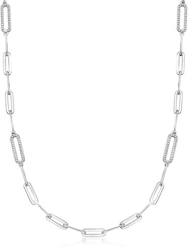 Ross-Simons Charles Garnier 1.57 ct. t.w. CZ Paper Clip Link Necklace in Sterling Silver. 36 inches in Kuwait