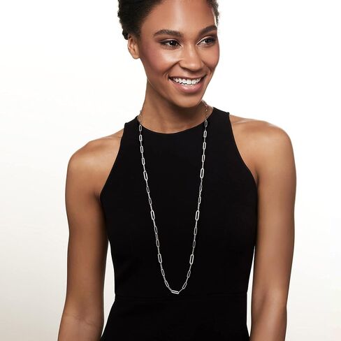 Ross-Simons Charles Garnier 1.57 ct. t.w. CZ Paper Clip Link Necklace in Sterling Silver. 36 inches in Kuwait