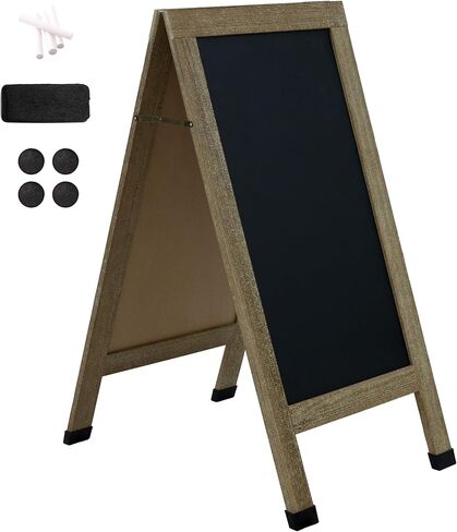 Sunnydaze Magnetic A-Frame Chalkboard Sign - Chalk Sandwich Board Sidewalk Sign - 40" x 20" - Weathered Wood - 3-Pack in Saudi Arabia